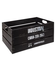 Storage box, square, metal, black, L- 50x30xH23.5cm