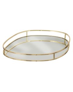 Decorative tray, Lily, L, metal/glass, golden, 30 cm