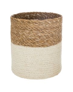 Shportë magazinimi, XL, jute, kafe/e bardhë, Ø27xH27 cm