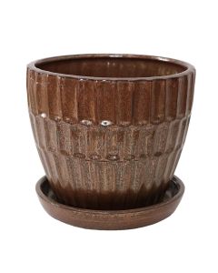 Flower pot, ceramic, copper, 19x19x17 cm