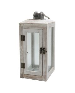 Decorative lantern, metal/glass, White, 12xH30 cm