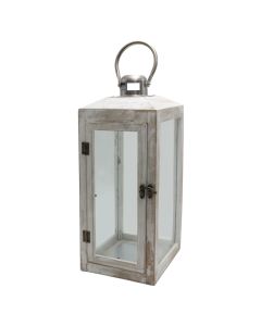 Decorative lantern, metal/glass, White, 16xH38 cm