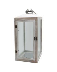Decorative lantern, metal/glass, White, 20xH44 cm