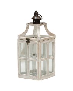 Decorative lantern, metal/glass, White, S-15xH34 cm