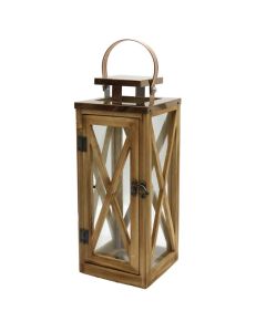Decorative lantern, metal/glass, brown, S-13xH32 cm