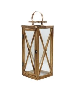 Decorative lantern, metal/glass, brown, 18xH44 cm