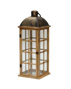 Decorative lantern, metal/glass, dark brown, 26xH73 cm