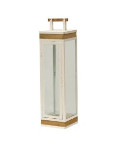 Decorative lantern, metal/glass/wood, black, 17xH68 cm