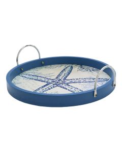 Decorative tray, S, metal, white/blue, 35x8xH35 cm
