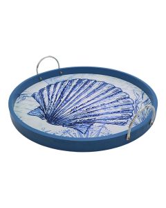 Decorative tray, M, metal, white/blue, 40x8xH40 cm