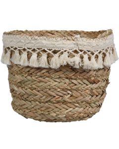 Shportë magazinimi, M, kashtë, natyrale, 20xH18 cm