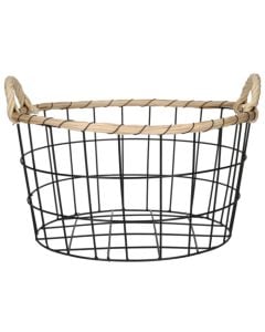 Kosh organizimi, metal/bambu, e zezë, L-35,5xH18.5 cm