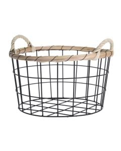 Kosh organizimi, metal/bambu, e zezë, M-30xH17 cm