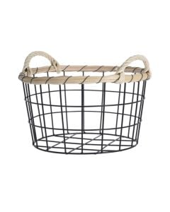 Kosh organizimi, metal/bambu, e zezë, S-26xH14.5 cm