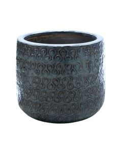 Flower pot, S, ceramic, blue/brown, Ø20xH18 cm
