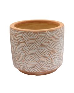 Vazo lulesh, S, qeramike, terrakotë/e bardhë, Ø21xH18 cm