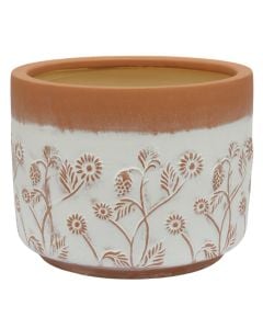 Flower pot, L, ceramic, terracotta/white, Ø33xH26 cm