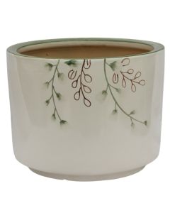 Flower pot, L, ceramic, white/green, Ø33xH26 cm