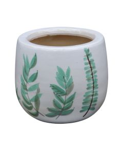 Flower pot, S, ceramic, white/green, Ø15xH13 cm