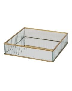 Decorative tray, S, metal/glass, golden,20x20xH4.5cm