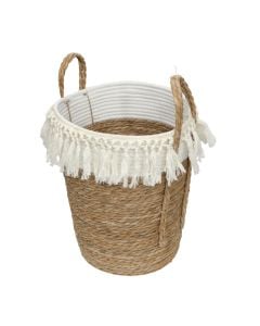 Shportë magazinimi, kashtë, natyrale, Ø24xH24 cm