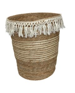 Shportë magazinimi, kashtë, natyrale, Ø38xH43 cm
