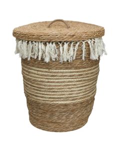 Shportë magazinimi, kashtë, natyrale, Ø42xH49 cm