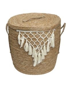 Shportë magazinimi, kashtë, natyrale, Ø42xH44 cm