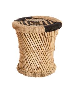 Tavolinë anësore, S, bambu/tekstil, zezë/brown, Ø30 xH32 cm
