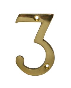 Door number, 3, brass, yellow, 2"