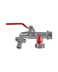 Garden faucet, double outlet, zinc, 1/2 "