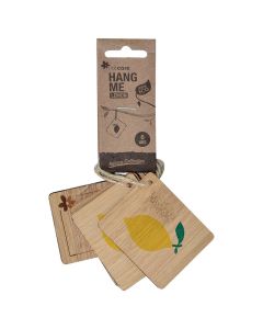 Lemon hang label 6pcs, bamboo,  6x5 cm