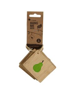 Pear hang label 6pcs, bamboo,  6x5 cm