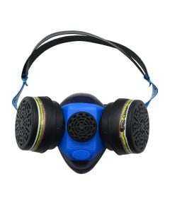 Protective mask with filters, plastic, blue