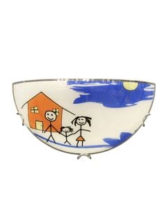 Ndriçues muri, E27, 1x60W, 1/2 Dia.30 cm, xham i lakuar me dizenjo, i tejdukshëm nga jashtë, krom