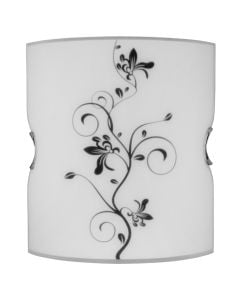 Ndriçues muri, E27, 2x60W, 30x27 cm, xham i lakuar me dizenjo lulesh të zeza, nikel- satini