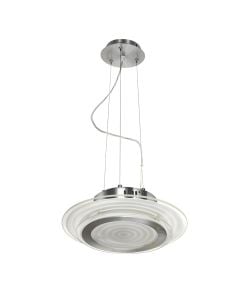 Pending lamp G9-2x40W.Two round glass with pattern and outside sandblast ,Satin nickel