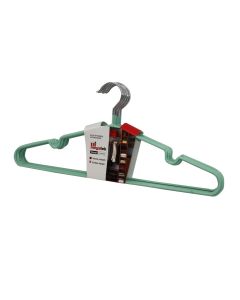 Clothes hanger, set of 10 pcs, MEGATEK, metallic (pvc coated), green, 40.5x0.4xH17.5 cm