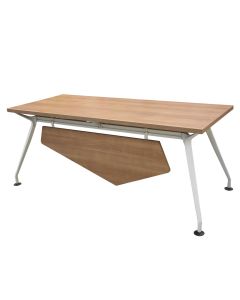 Tavolinë zyre, strukturë alumini (e bardhë), syprinë melamine, lisi, 160x75xH75 cm