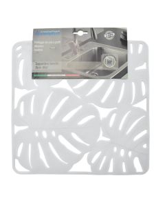 Anti-slip sink mat, Foglie, pvc, transparent, 32x32 cm