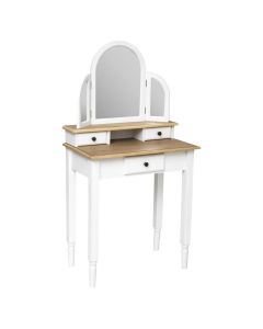 Cosmetic table (makeup), Solen, mdf/glass, white/brown, 66.5x39.5xH129 cm