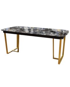 Dining table, Aya, chipboard tabletop (black), metal frame (gold), 180x92x79 cm