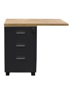 Office desk drawer, Standart, 3 drawers, 1 with lock, melamine, oak/anthracite, 80x50x75 cm