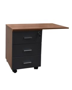 Office desk drawer, Standart, 3 drawers, 1 with lock, melamine, teak/anthracite, 80x50x75 cm