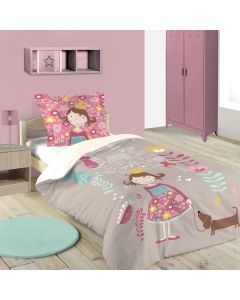 Bedlinen set, Lena, single, cotton, for children, colorful, 140x200 cm; 63x63 cm (x1)