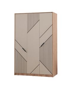 Wardrobe, Valery, melamine, oak/beige, 134x57xH205 cm