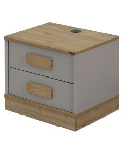Bedside, Huga, melamine, grey/natural, 55x46xH47 cm