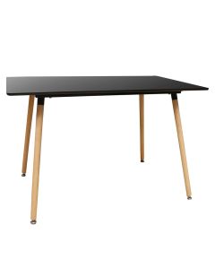 Tavolinë ngrënie, Rookie, syprinë mdf, këmbë druri, e zezë/kafe, 120x80xH75 cm