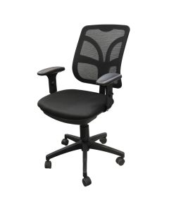 Office chair, mesh backrest, fabric cover seat, PP armrest, nylon base and casters, black, 62x61xH80-108 cm