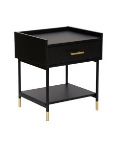 Bedside, Tedy, mdf/metal, black/golden, 45x40xH53 cm